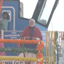 Dignitaries using IWAI jetty and vessels before taking holy dip in the Ganga during Maha Kumbh-2025