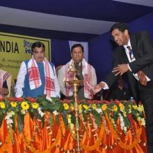 Laying of foundation stone for Ship Repair Facility at Pandu .... Minister of SRT & Highways